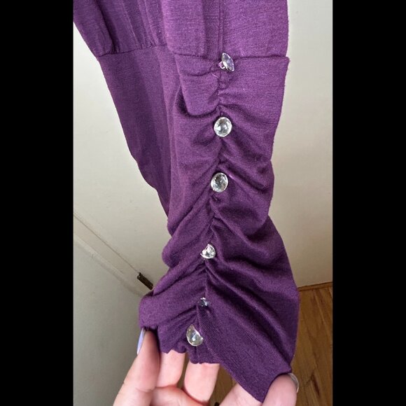 ARDEN B Extra Long Deep Purple Embellished Scoop Neck Tank Top Size SMALL - Picture 1 of 7